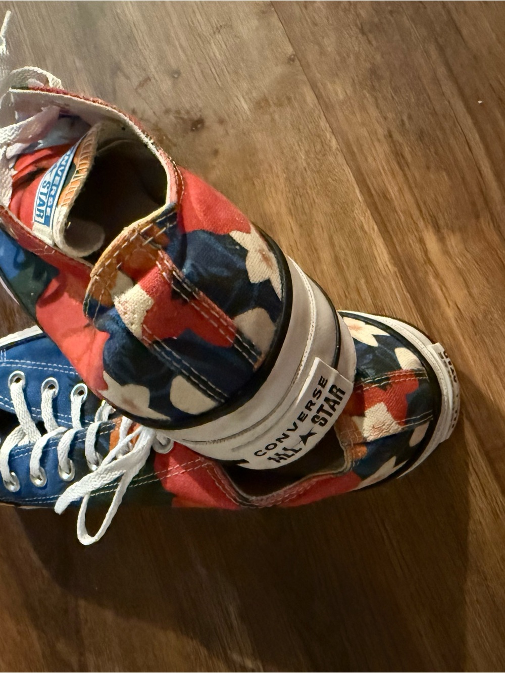 Converse Blue and White Low Top Canvas Sneakers with Multicolor Panels - Picture 9 of 9